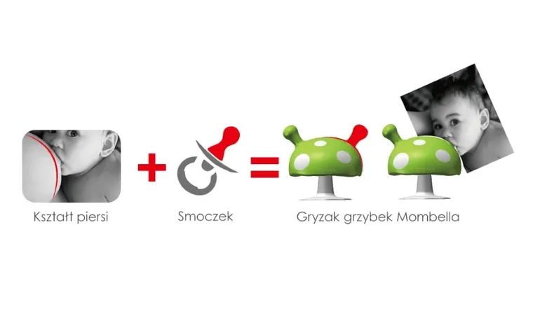 Mombella, Mushroom, gryzak uspokajający, zielony