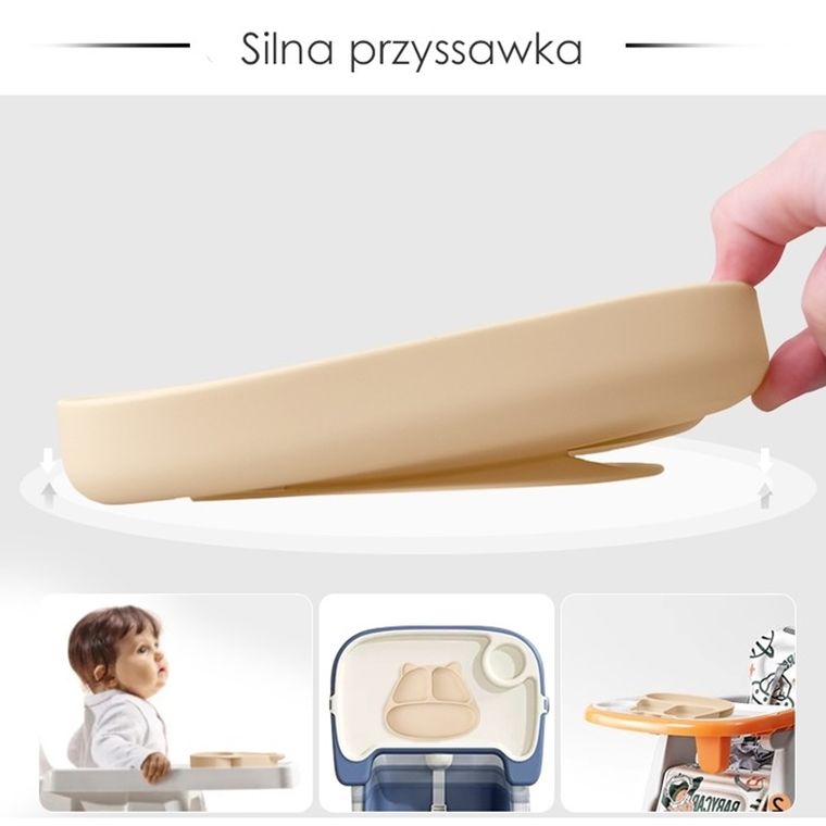 Mombella, Panda, talerzyk z przyssawką, light blue