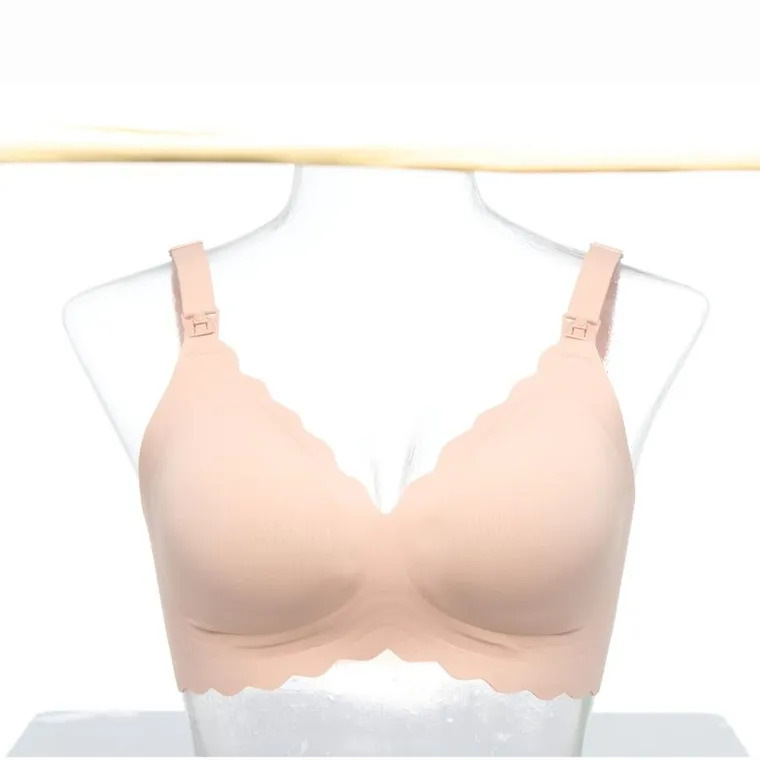 Momcozy, YN46, bezszwowy kwiatowy biustonosz do karmienia push-up, beżowy floral, rozmiar M
