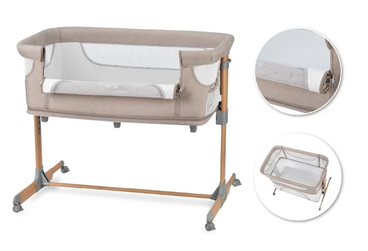 MoMi, Smart Bed, łóżeczko dostawne, 4w1, beżowe