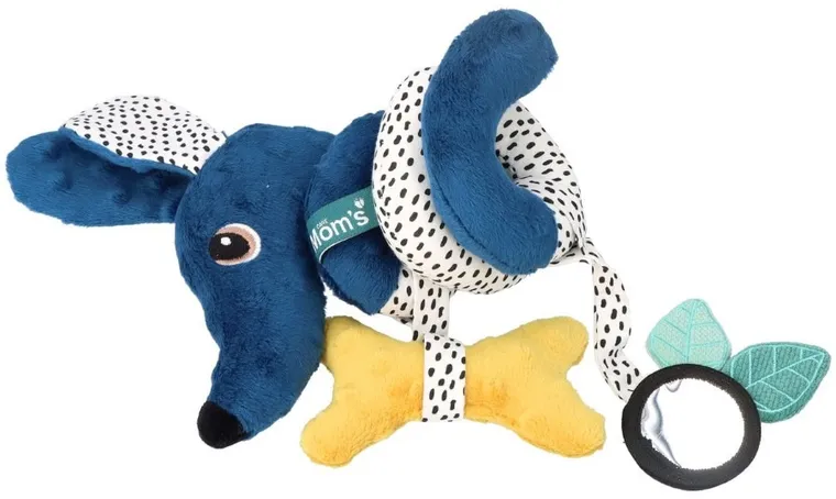 Mom's Care, Jamiś, spiralka do wózka, pastelowa zawieszka sensoryczna z lusterkiem i grzechotką, granatowa