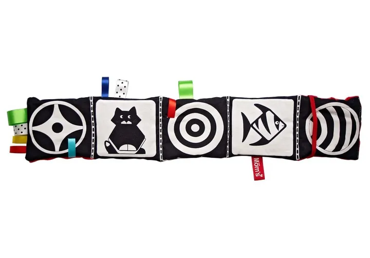 Mom's Care, mała książeczka, kontrastowa zabawka sensoryczna, czerwona