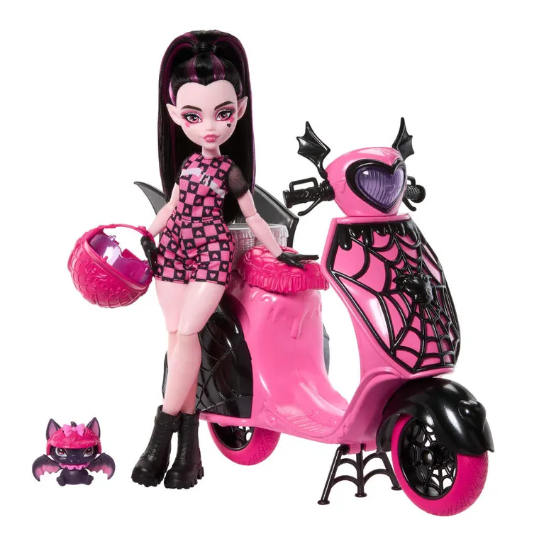 Monster High, Wampirystyczny skuter + lalka Draculaura, zestaw do zabawy