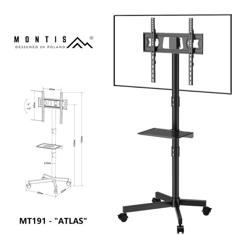 Montis, Atlas, mobilny uchwyt do telewizora, 23"-60", MT191, czarny, VESA 400-400