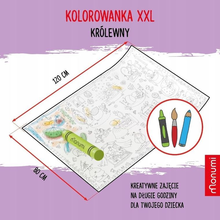 Monumi, królewny, kolorowanka podłogowa XXL, 120-80 cm