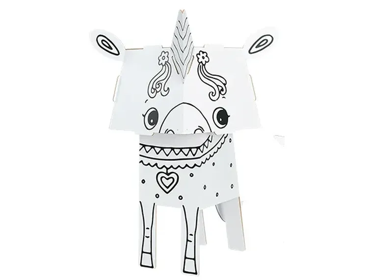 Monumi, Mini Cube Head, Jednorożec, kolorowanka 3D, 15 cm