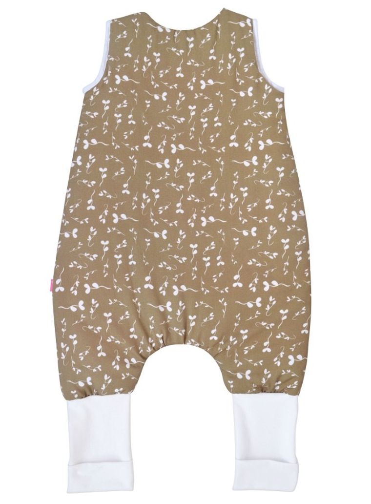 Motherhood, bawełniany śpiworek ocieplany, z nogawkami, TOG 2, beżowe listki, 12-18m