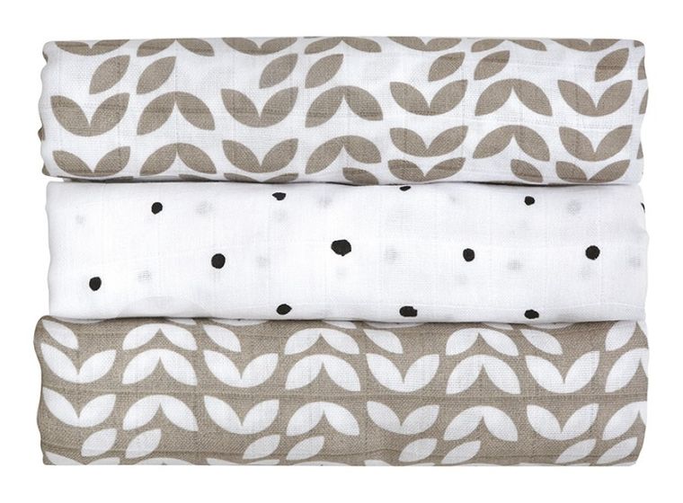 Motherhood, Classics Beżowy 2023, pielucha muślinowa, 70-80 cm, 3 szt.