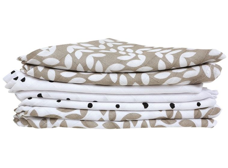 Motherhood, Classics Beżowy 2023, pieluszka muślinowa, bawełniana, 30-30 cm, 7 szt.