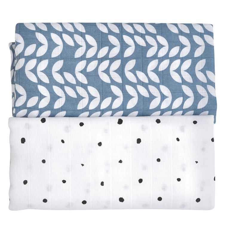 Motherhood, Classics Niebieski 2023, Premium, pielucha, otulacz bawełniany, 100-120 cm, 2 szt.