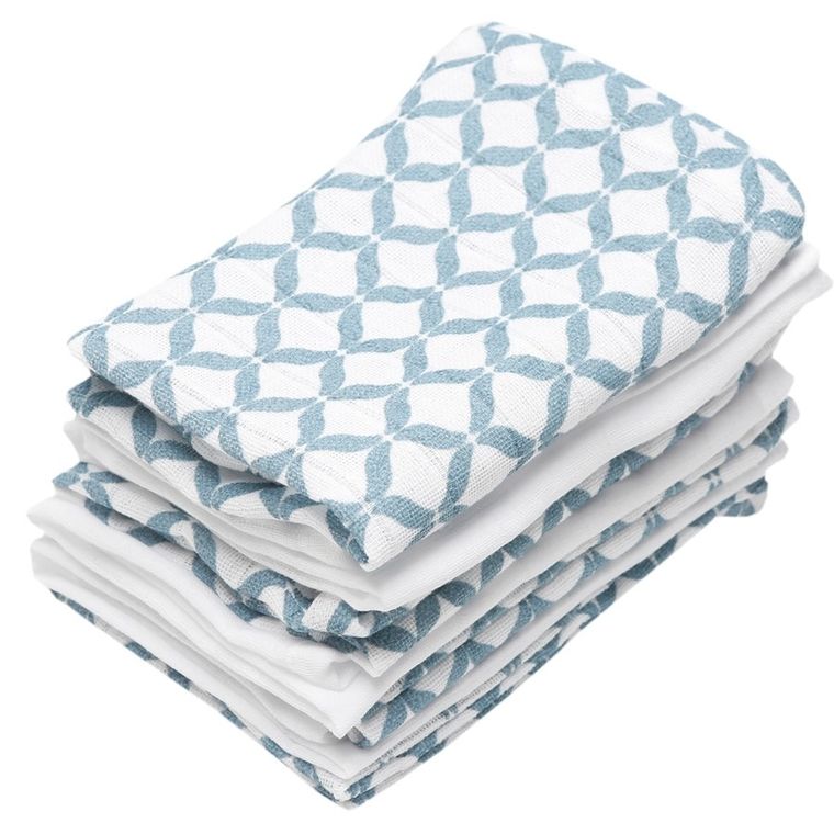 Motherhood, Classics Niebieski, chusteczki muślinowe, 30-30 cm, 7 szt.