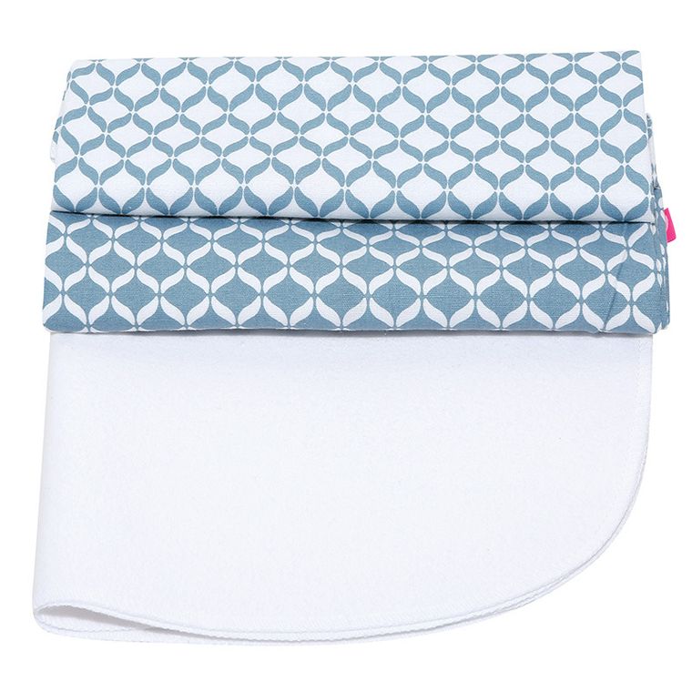 Motherhood, Classics Niebieski, zestaw: przewijak podręczny + prześcieradło flanelowe, 2 szt.