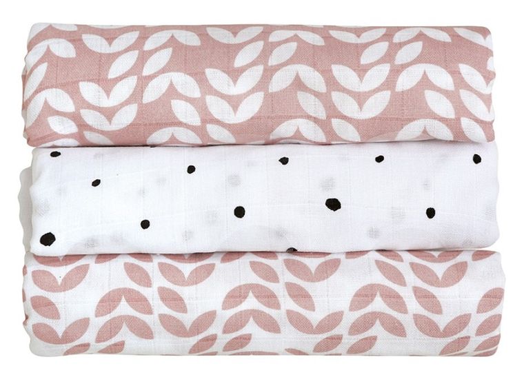 Motherhood, Classics Różowy 2023, pielucha muślinowa, 70-80 cm, 3 szt.