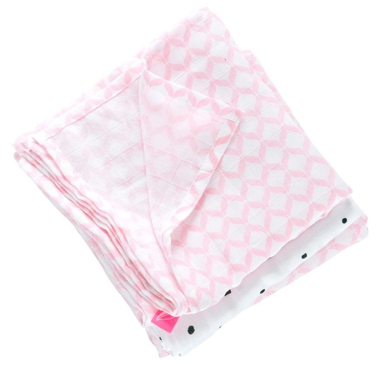 Motherhood, Classics Różowy, pieluszka muślinowa, 70-80 cm, 3 szt.