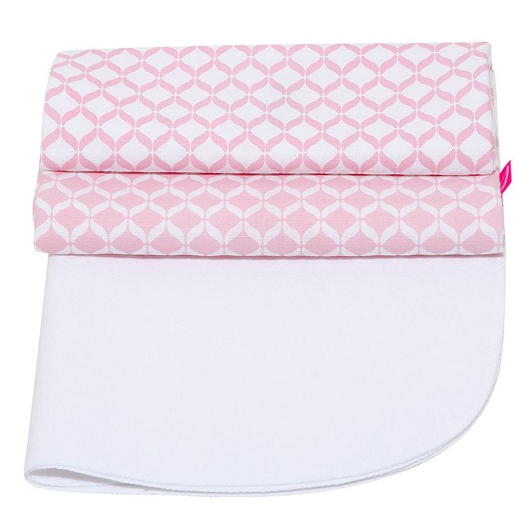 Motherhood, Classics Różowy, zestaw: przewijak podręczny + prześcieradło flanelowe, 2 szt.