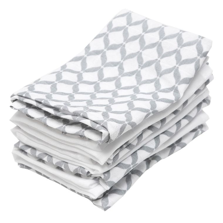 Motherhood, Classics Szary, chusteczki muślinowe, 30-30 cm, 7 szt.