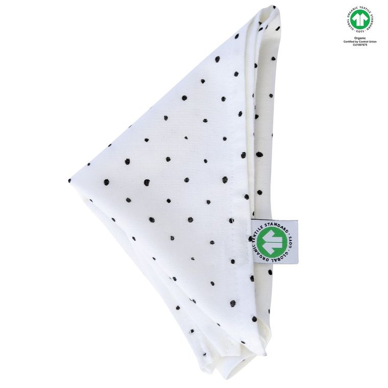 Motherhood, ECO Kropeczki Czarne, chusteczka muślinowa na główkę, 60-30 cm