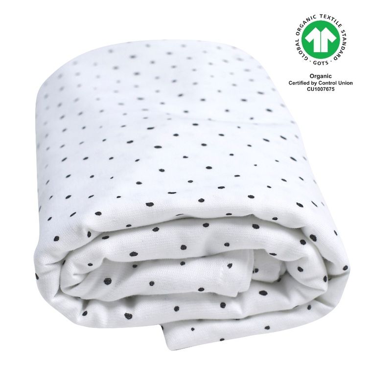 Motherhood, ECO Kropeczki Czarne, otulacz muślinowy XXL, 130-130 cm