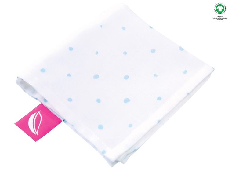 Motherhood, ECO Kropeczki Niebieskie, chusteczki muślinowe, 30-30 cm