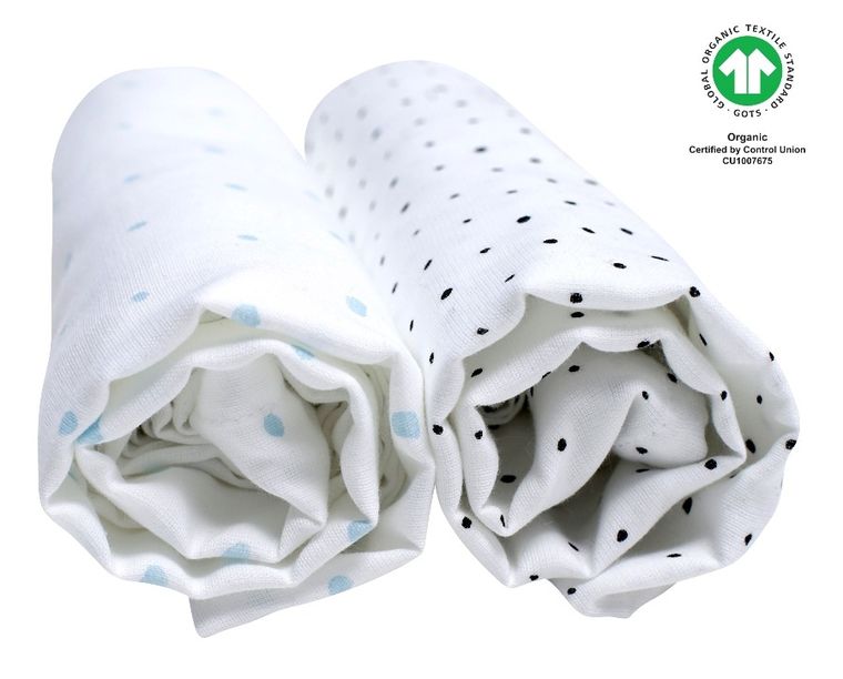 Motherhood, ECO Kropeczki Niebieskie, pieluszki muślinowe, 85-85 cm, 2 szt.