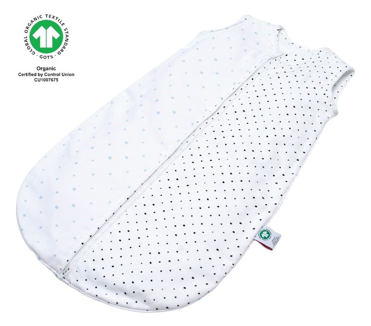 Motherhood, ECO Kropeczki Niebieskie, śpiworek muślinowy, TOG 0.5, 6-18m
