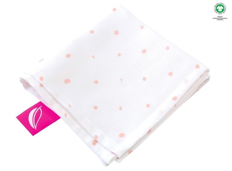 Motherhood, ECO Kropeczki Różowe, chusteczki muślinowe, 30-30 cm