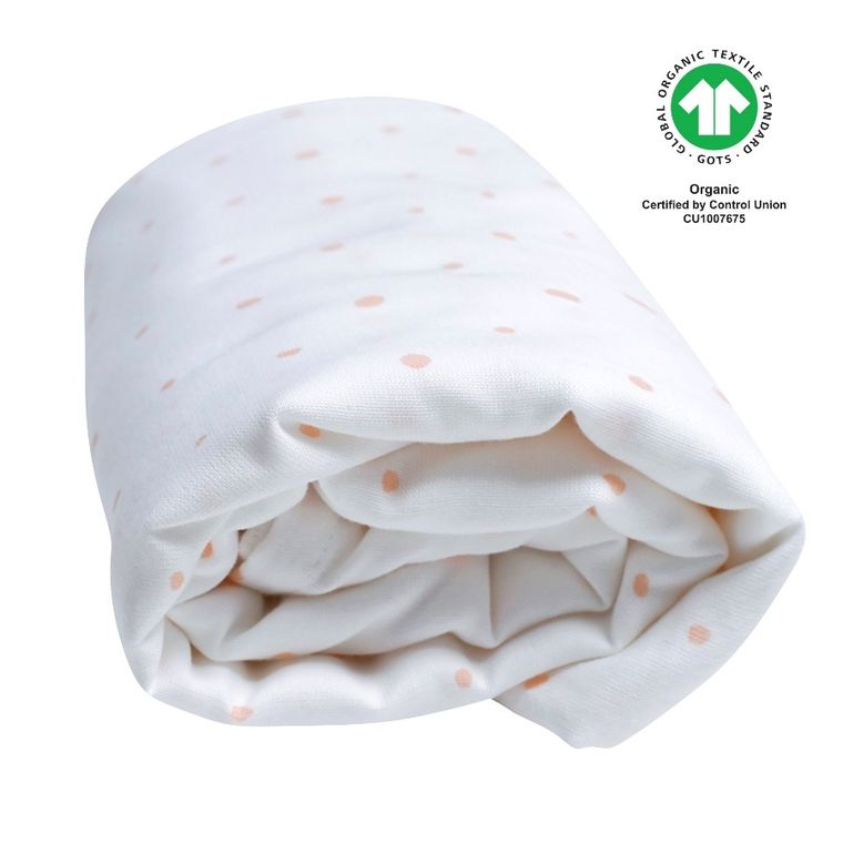 Motherhood, ECO Kropeczki Różowe, otulacz muślinowy XXL, 130-130 cm