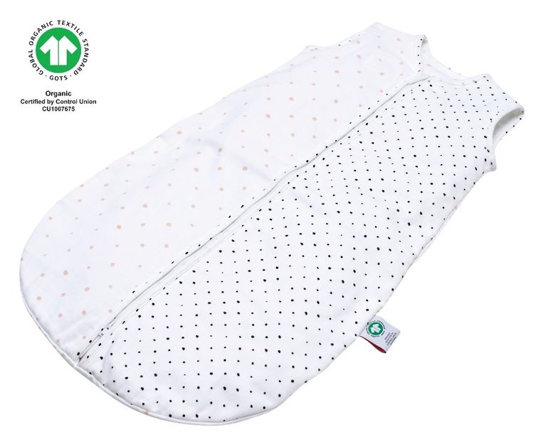 Motherhood, ECO Kropeczki Różowe, śpiworek muślinowy, TOG 0.5, 6-18m