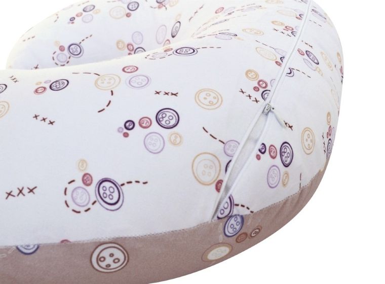 Motherhood, Fasolka, poduszka do karmienia, standard, różowe guziki