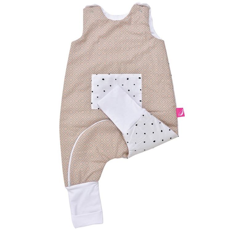 Motherhood, Kwadraty Różowe, śpiworek z kieszonką i nogawkami, ocieplany, TOG 2, 12-18 m