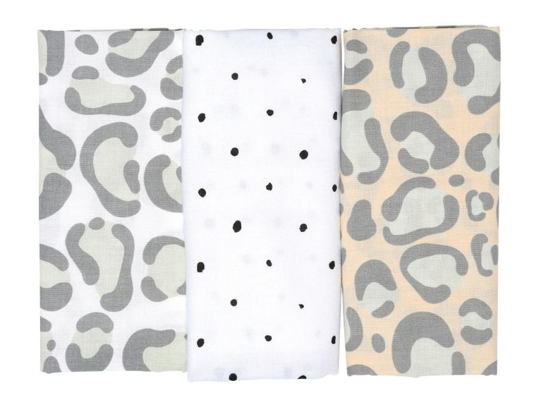 Motherhood, Ocelot Łososiowy, pieluszka flanelowa, 70-80 cm, 3 szt.
