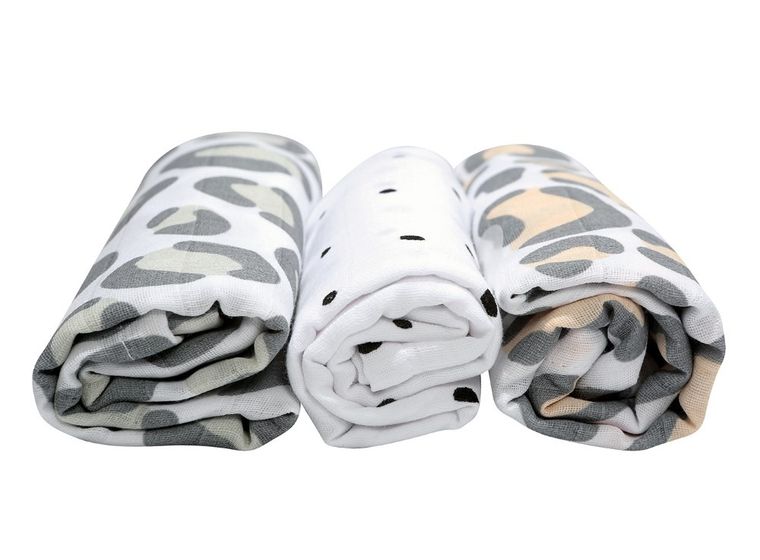 Motherhood, Ocelot Łososiowy, pieluszki muślinowe, 70-80 cm, 3 szt.