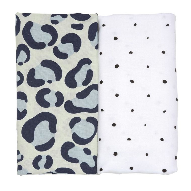 Motherhood, Ocelot Niebieski, Premium, pielucha, otulacz flanelowy, 80-120 cm, 2 szt.