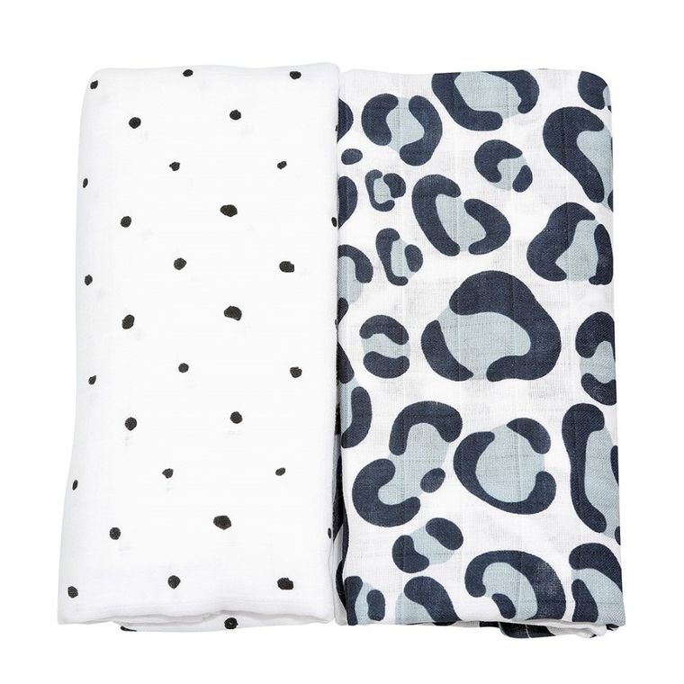 Motherhood, Ocelot Niebieski, Premium, pielucha, otulacz muślinowy, 100-120 cm, 2 szt.