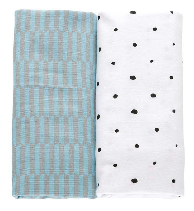 Motherhood, otulacze flanelowe premium, płotek niebieski, 80-120 cm, 2 szt.