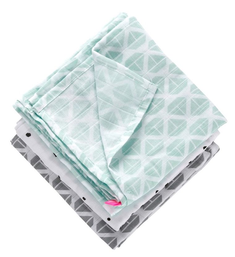 Motherhood, pieluszki muślinowe, statki miętowe, 70-80 cm, 3 szt.