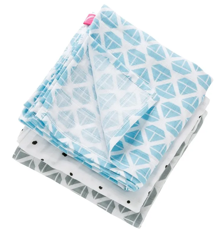 Motherhood, pieluszki muślinowe, statki niebieskie, 70-80 cm, 3 szt.