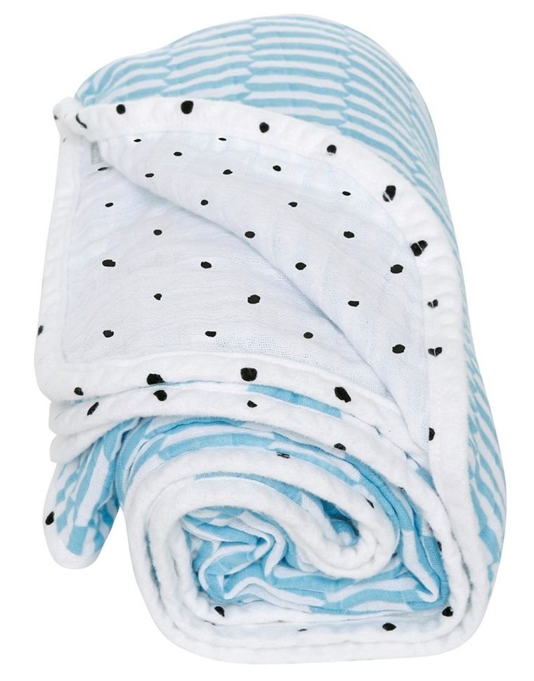 Motherhood, Płotek Niebieski, Pre-Washed, kocyk muślinowy dwuwarstwowy, 95-110 cm