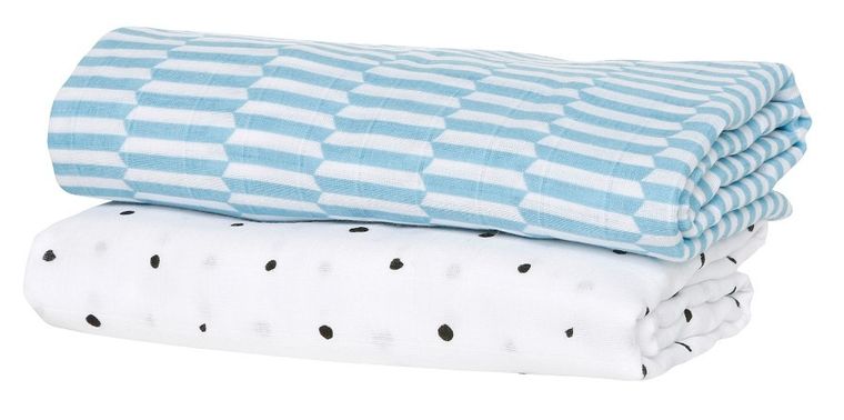 Motherhood, Płotek Niebieski, Premium, pielucha, otulacz muślinowy bawełniany, 100-120 cm, 2 szt.