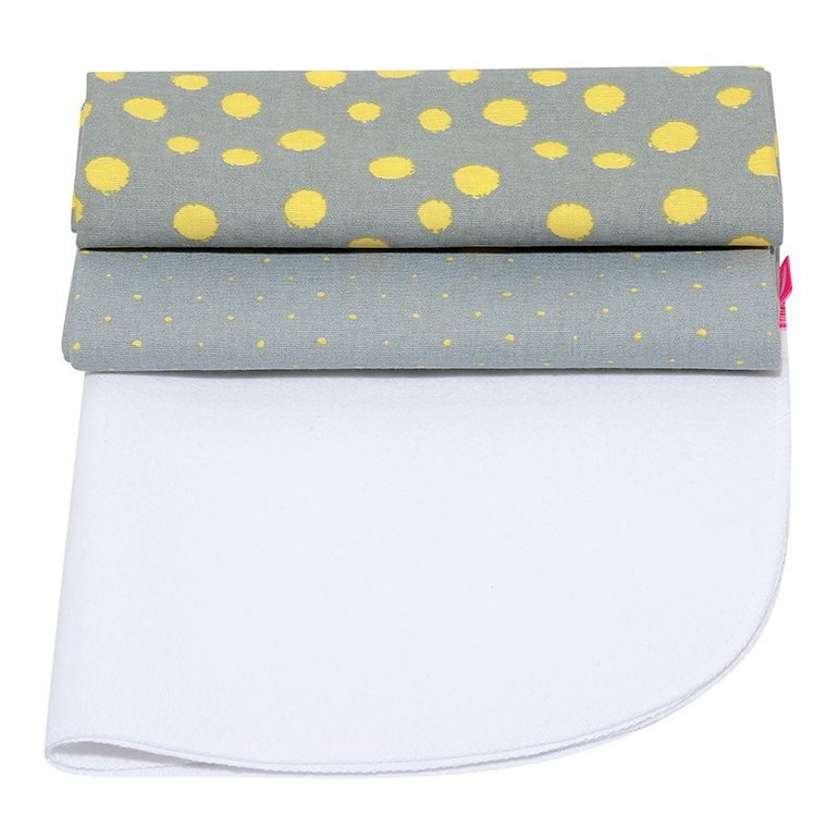 Motherhood, podręczny przewijak z 2 flanelkami, kropy musztardowe