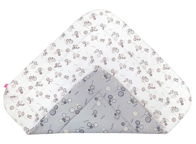 Motherhood, rożek bawełniany, wkład kokosowy, szare guziki, 75-75 cm