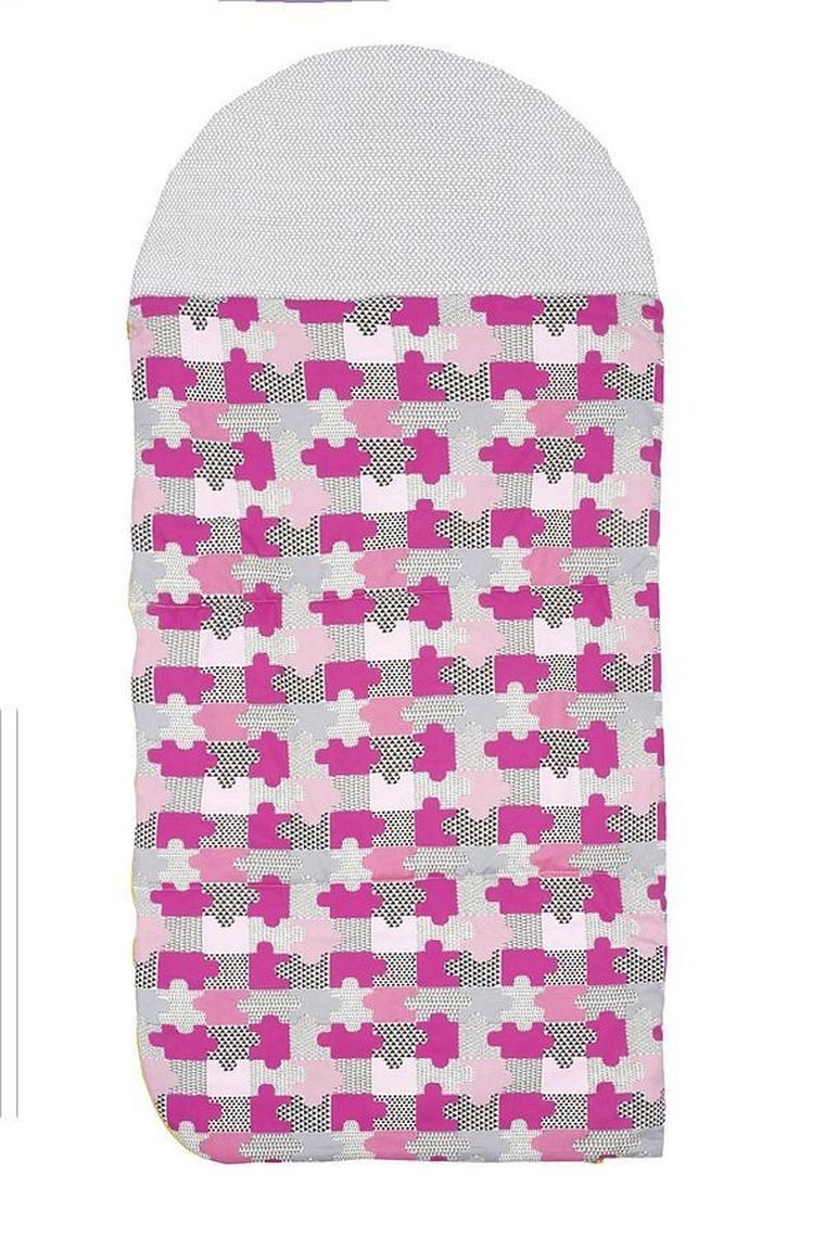 Motherhood, śpiworek przedszkolaka, puzzle szaro-różowe