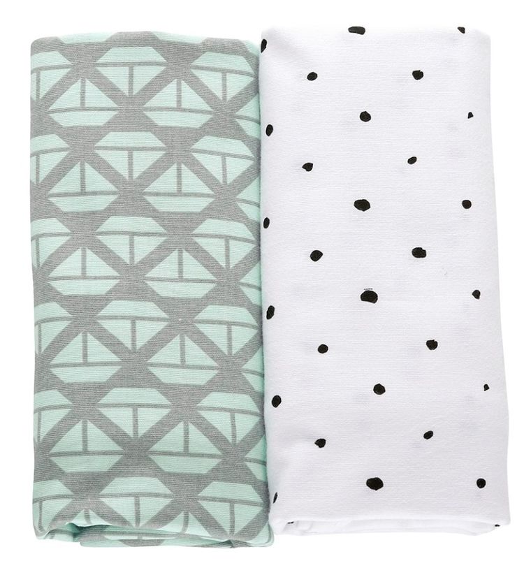 Motherhood, Statki Miętowe, Premium, pielucha, otulacz flanelowy, 80-120 cm, 2 szt.