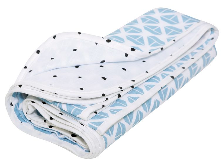 Motherhood, Statki Niebieskie, kocyk muślinowy, dwuwarstwowy, 100-120 cm