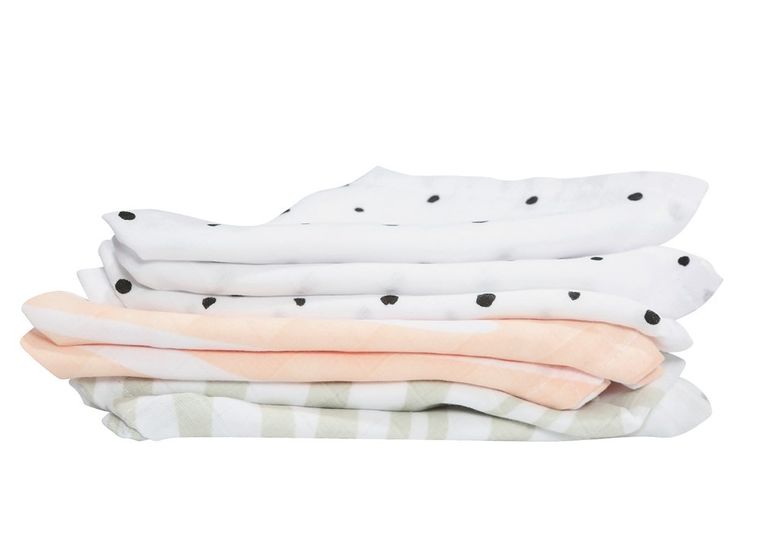 Motherhood, Zebra Łososiowa, chusteczki muślinowe, 30-30 cm, 7 szt.