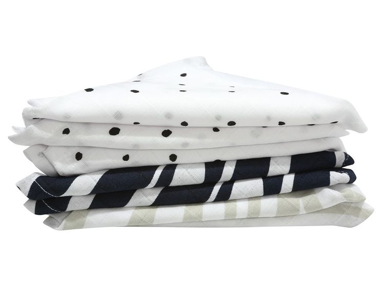 Motherhood, Zebra Niebieska, chusteczki muślinowe, 30-30 cm, 7 szt.