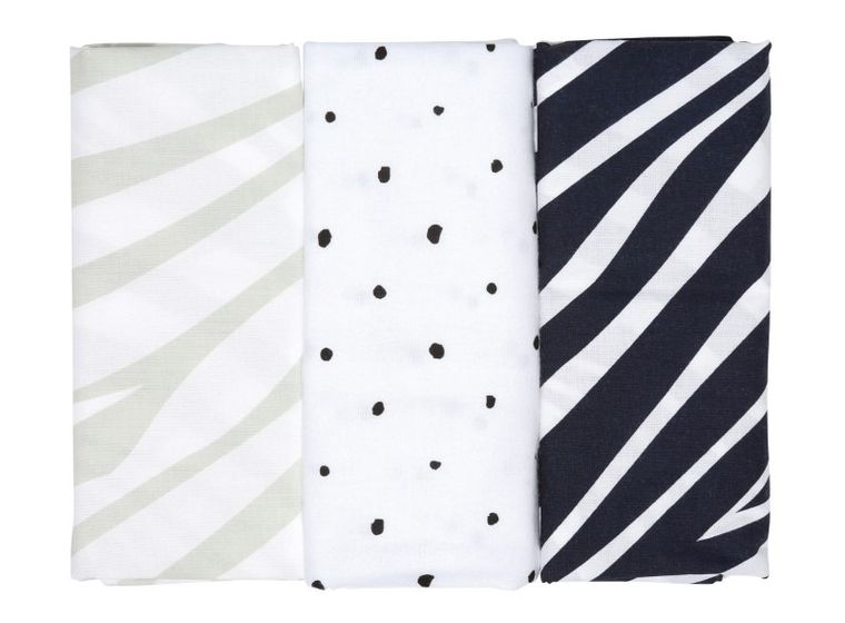 Motherhood, Zebra Niebieska, pieluszka flanelowa, 70-80 cm, 3 szt.