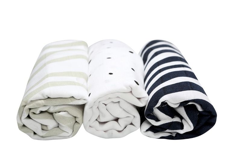 Motherhood, Zebra Niebieska, pieluszki muślinowe, 70-80 cm, 3 szt.