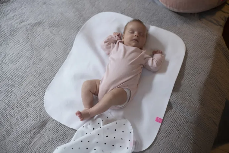 Motherhood, Zebra Niebieska, zestaw: przewijak podręczny + prześcieradło flanelowe, 2 szt.