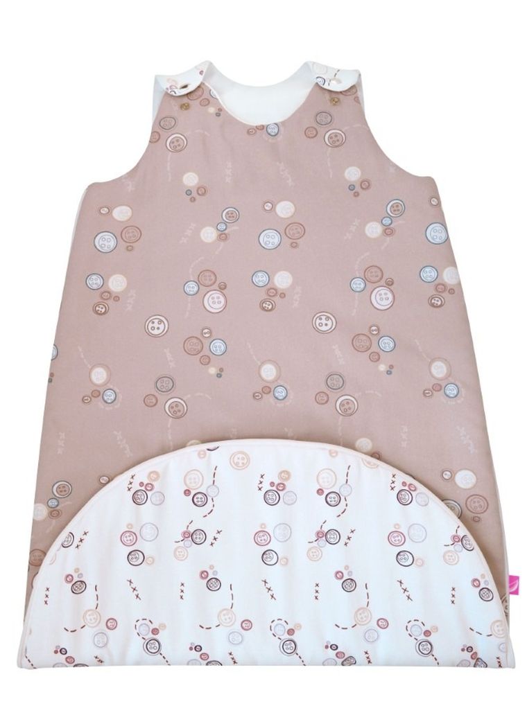 Motherhood, Zip-A-Round, bawełniany śpiworek, 2w1, TOG 2, różowe guziki, 3-18m